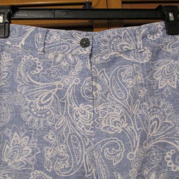 Talbots pants linen/cotton cropped wide leg, light blue & white size 14 - Picture 4 of 10